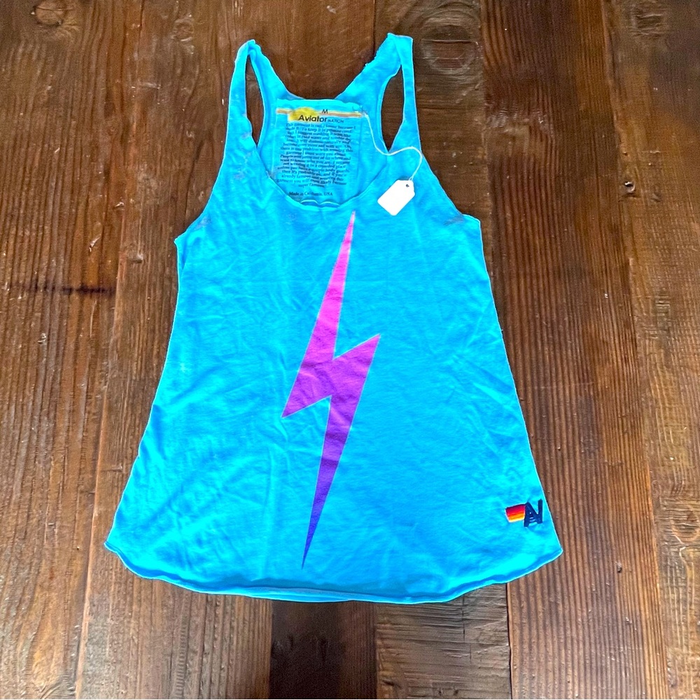 Aviator Nation Bolt Fade Women’s Tank Top in sky blue/pink/purple -M